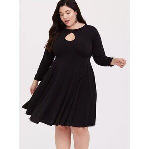 NWT Black Studio Knit Keyhole Skater Dress Fit N Flare Plus Size 4X Stretch